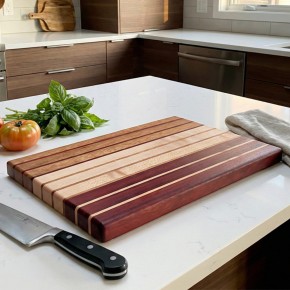 Kesme Tahtası - Akçaağaç , Paduk & İroko - 42x25x3,5 cm - Klasik Seri | Muson Wood