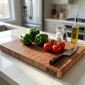 End Grain Kesme Tahtası - Dişbudak & Sapelli- 42x28x4 - Elit Seri | Muson Wood