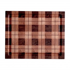 End Grain Kesme Tahtası - Ceviz , Meşe & Akçaağaç - 34,5x28x3,8 cm - Ekose Desen 2