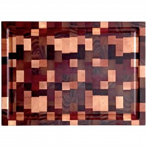End Grain Kesme Tahtası - Ceviz , Paduk , Wenge , İroko , Akçaağaç & Meşe- 38x28x2,8 cm Mozaik Desen - 3