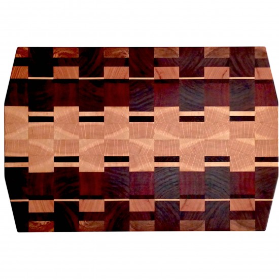 End Grain Kesme Tahtası - Wenge, Ceviz, Paduk, Dişbudak ve Meşe- 42x28x3,5  | Muson Exclusive