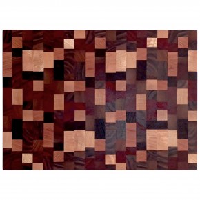 End Grain Kesme Tahtası - Ceviz , Paduk , Wenge , İroko , Akçaağaç & Meşe- 38x28x2,8 cm Mozaik Desen - 1