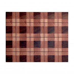 End Grain Kesme Tahtası - Ceviz , Meşe & Akçaağaç - 34,5x28x3,8 cm - Ekose Desen 1
