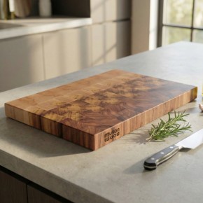 End Grain Kesme Tahtası - Akçaağaç , İroko & Karaağaç - 38x29x4 cm - Elit Seri 1