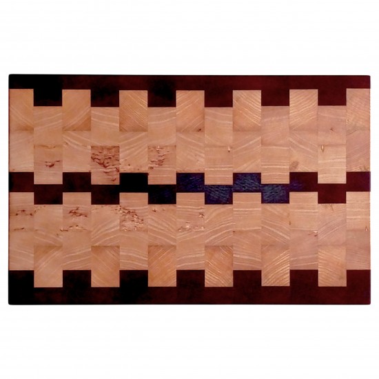 End Grain Kesme Tahtası - Dişbudak & Sapelli - 39,5x25x3,5 - Özel Tasarım 2 | Muson Wood