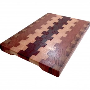 End Grain Kesme Tahtası - İroko, Dişbudak, Karaağaç & Paduk- 44x30x3,5 cm - Profesyonel Seri | Muson Wood | 039