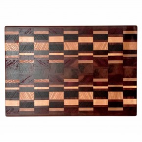 End Grain Kesme Tahtası - Ceviz, Wenge, Paduk, Dişbudak, Akçaağaç, & İroko- 36x24x3,5 cm - Profesyonel Seri | Muson Wood | 040
