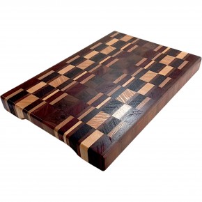 End Grain Kesme Tahtası - Ceviz, Wenge, Paduk, Dişbudak, Akçaağaç, & İroko- 36x24x3,5 cm - Profesyonel Seri | Muson Wood | 040