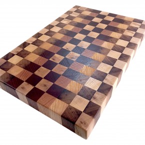 End Grain Kesme Tahtası - Akçaağaç, İroko, Dişbudak, Sapelli, & Meşe- 43x29x4 cm - Profesyonel Seri | Muson Wood | 042