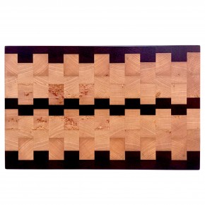 End Grain Kesme Tahtası - Dişbudak & Sapelli - 39,5x25x3,2 - Özel Tasarım 3 | Muson Wood | 043