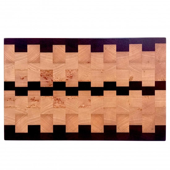 End Grain Kesme Tahtası - Dişbudak & Sapelli - 39,5x25x3,2 - Özel Tasarım 3 | Muson Wood | 043