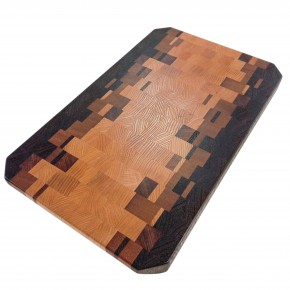 End Grain Kesme Tahtası - Venge , İroko & Dişbudak- 39x24x3 cm - Prestij Seri 2