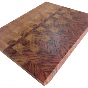 End Grain Kesme Tahtası - Akçaağaç , İroko & Karaağaç - 38x29x4 cm - Elit Seri 2