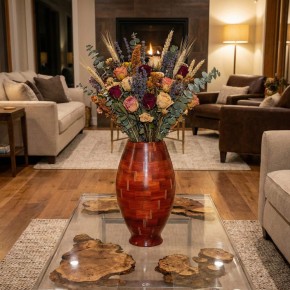 Ahşap Vazo - Paduk, Wenge ve Meşe - El Yapımı Segment Tasarım  (26 cm)