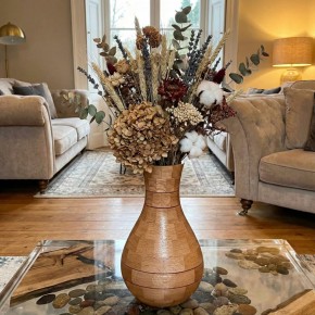 Dekoratif Ahşap Vazo - Meşe & Paduk - El Yapımı Segment Tasarım  (25 cm) | Muson Wood | 010