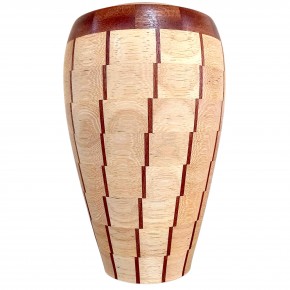 Dekoratif Ahşap Vazo - Koto ve Sapelli - El Yapımı Segment Tasarım  (27 cm) | Muson Wood | 0029