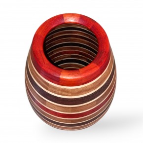 Ahşap Vazo - Wenge, Paduk, İroko ve Akçaağaç - El Yapımı Segment Tasarım  (45 cm)