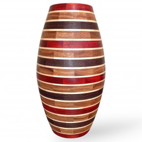 Ahşap Vazo - Wenge, Paduk, İroko ve Akçaağaç - El Yapımı Segment Tasarım  (45 cm)