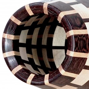 Dekoratif El İşçiliği Ahşap Vazo - Segmented Tasarım (Wenge & Akçaağaç) - (33cm)