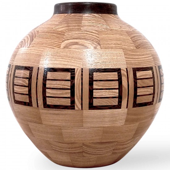 Muson Wood Özel Koleksiyon: Wenge & Dişbudak Doğal Ahşap Vazo (25cm)