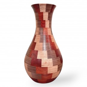 Paduk, Ceviz ve Meşe El Yapımı Ahşap Vazo - Doğal Tasarım - (27,5cm)