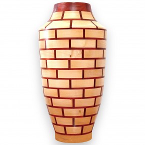 Dekoratif Ahşap Vazo - Paduk & Ihlamur - El Yapımı Segment Tasarım  (32 cm) |Muson Wood