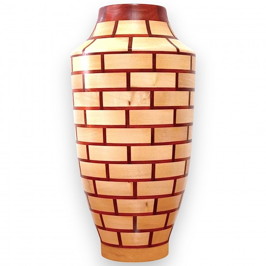 Dekoratif Ahşap Vazo - Paduk & Ihlamur - El Yapımı Segment Tasarım  (32 cm) |Muson Wood