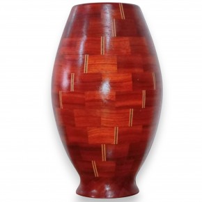 Ahşap Vazo - Paduk, Wenge ve Meşe - El Yapımı Segment Tasarım  (26 cm)