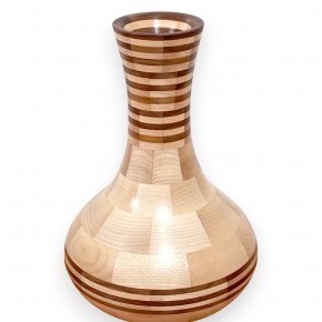 Dekoratif Ahşap Vazo - Ceviz & Akçaağaç - El Yapımı Segment Tasarım  (27 cm) | Muson Wood | 008