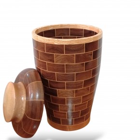 Dekoratif Ahşap Vazo - Ceviz & Dişbudak - El Yapımı Segment Tasarım  (36 cm) | Muson Wood | 003