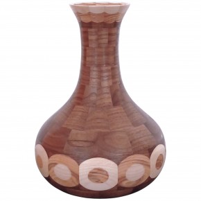 Dekoratif Ahşap Vazo - Ceviz , Akçaağaç & Dişbudak - El Yapımı Segment Tasarım  (24 cm) | Muson Wood | 009
